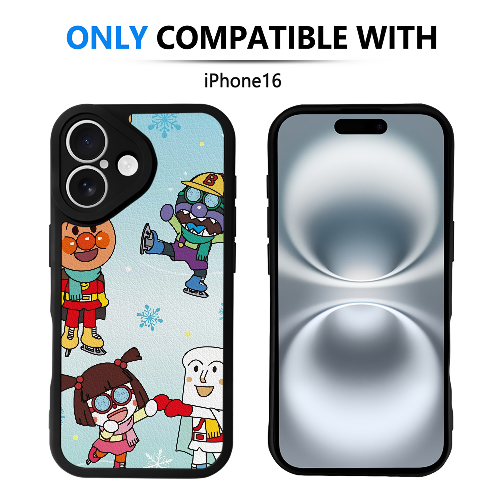 （画像用） アンパンマン Anpanman 【iPhone 16シリーズ対応】シリコンスマホケース（レザー調） 材質：シリコン